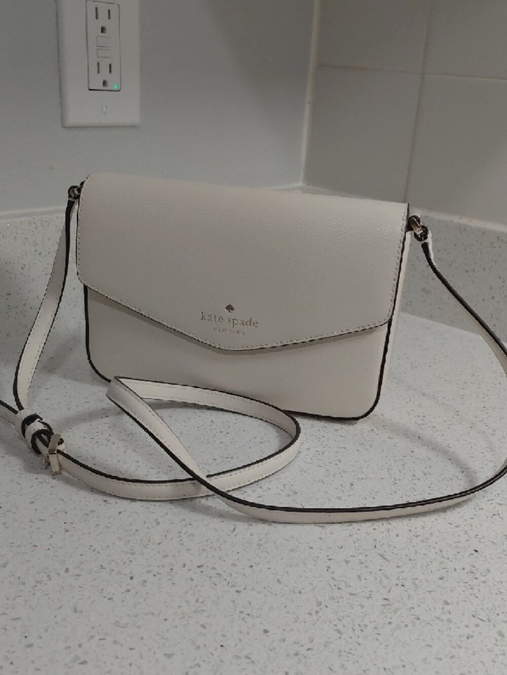 kate spade Cream Crossbody with Gold Logo Detail - Picture 2 of 8